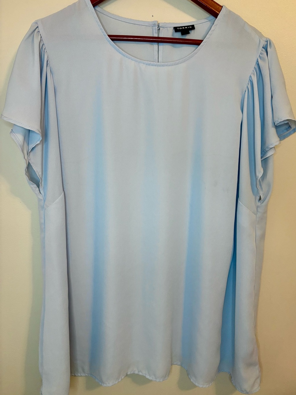 Torrid Size 3 Light Blue Flutter Sleeve Blouse Top